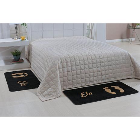 Kit Tapete Quarto Pegada 02 Peças Preto - Guga Tapetes Menor preço em Kit Tapete Quarto Pegada 02 Peças Preto - Guga Tapetes