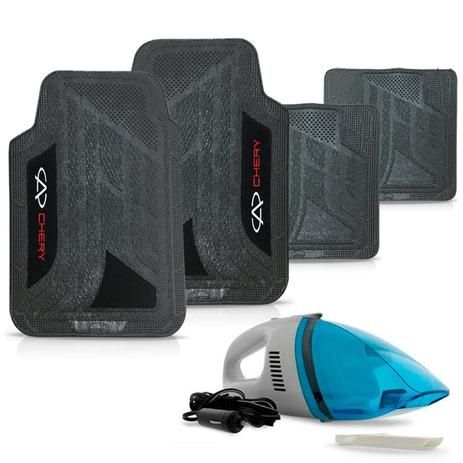 Kit tapete universal pvc com carpete preto chery + aspirador - Sp acessórios Menor preço em Kit tapete universal pvc com carpete preto chery + aspirador - Sp acessórios