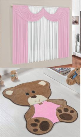 Kit Tapete Ursa Bebê Rosa Com Cortina 2 Metros Infantil Quarto Menina Fofo - Guga tapetes Menor preço em Kit Tapete Ursa Bebê Rosa Com Cortina 2 Metros Infantil Quarto Menina Fofo - Guga tapetes