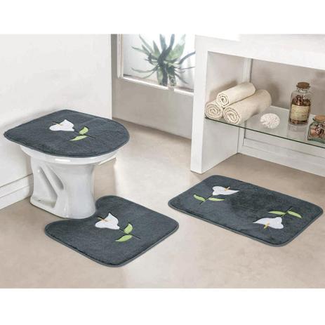 Kit Tapetes Banheiro Bordado Copo de Leite Antiderrapante 3 Peças - Guga tapetes Menor preço em Kit Tapetes Banheiro Bordado Copo de Leite Antiderrapante 3 Peças - Guga tapetes