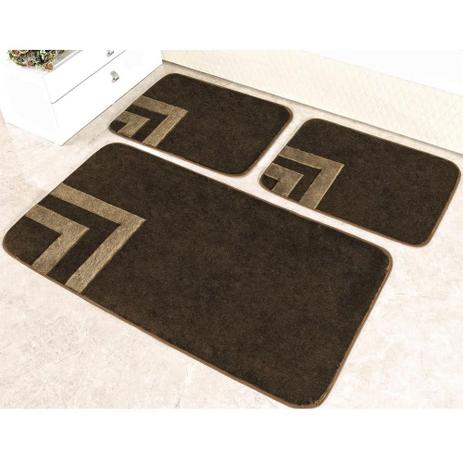 Kit Tapetes Coordenados Pelúcia Quarto Veneza 3 Peças - Tabaco - Guga tapetes Menor preço em Kit Tapetes Coordenados Pelúcia Quarto Veneza 3 Peças - Tabaco - Guga tapetes