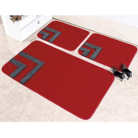 Kit Tapetes Coordenados Pelúcia Quarto Veneza 3 Peças - Vermelho - Guga tapetes Menor preço em Kit Tapetes Coordenados Pelúcia Quarto Veneza 3 Peças - Vermelho - Guga tapetes
