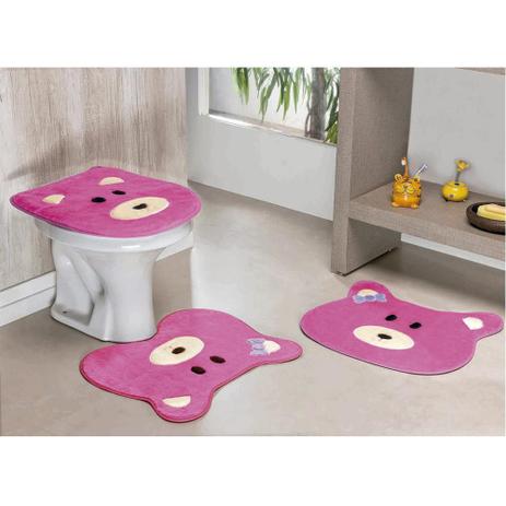 Kit Tapetes De Banheiro Ursinha Antiderrapante 3 Peças - Pink - Guga tapetes Menor preço em Kit Tapetes De Banheiro Ursinha Antiderrapante 3 Peças - Pink - Guga tapetes