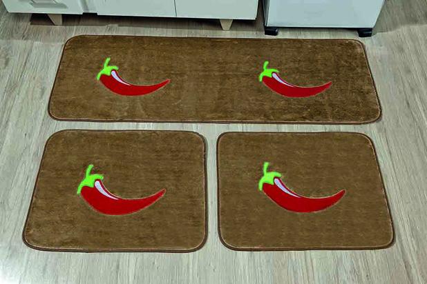Menor preço em Kit Tapetes de Cozinha Pimenta 3 peças-Castor - Guga tapetes