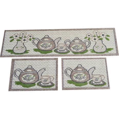 Kit Tapetes para Cozinha Sisal Look Bule 3 Peças - Rayza Menor preço em Kit Tapetes para Cozinha Sisal Look Bule 3 Peças - Rayza
