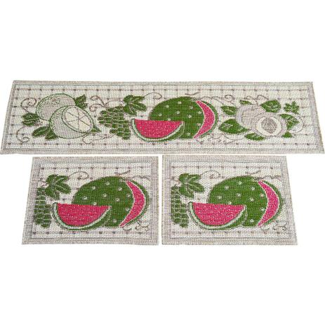 Kit Tapetes para Cozinha Sisal Look Melancia 3 Peças - Rayza Menor preço em Kit Tapetes para Cozinha Sisal Look Melancia 3 Peças - Rayza