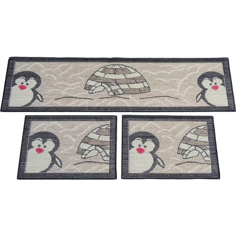 Kit Tapetes para Cozinha Sisal Look Pinguim 3 Peças - Rayza Menor preço em Kit Tapetes para Cozinha Sisal Look Pinguim 3 Peças - Rayza