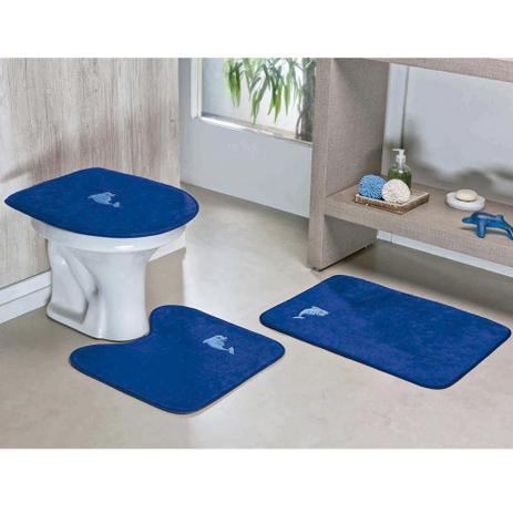 Kit Tapetes Pelúcia Banheiro Golfinho Antiderrapante 3 Peças - Azul - Guga tapetes Menor preço em Kit Tapetes Pelúcia Banheiro Golfinho Antiderrapante 3 Peças - Azul - Guga tapetes