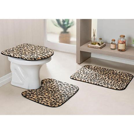 Kit Tapetes Pelúcia Banheiro Safari Antiderrapante 3 Peças - Leopardo - Guga tapetes Menor preço em Kit Tapetes Pelúcia Banheiro Safari Antiderrapante 3 Peças - Leopardo - Guga tapetes