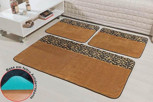 Kit Tapetes Safari 03 Peças Quarto Casal Premium Antiderrapante Caramelo Macio - Guga tapetes Menor preço em Kit Tapetes Safari 03 Peças Quarto Casal Premium Antiderrapante Caramelo Macio - Guga tapetes