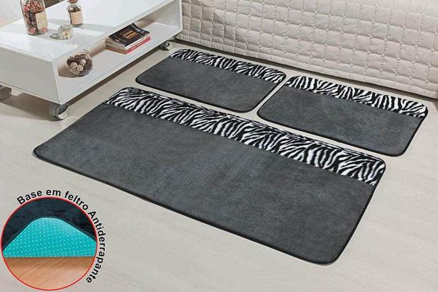 Kit Tapetes Safari 03 Peças Quarto Casal Premium Antiderrapante Cinza Macio - Guga tapetes Menor preço em Kit Tapetes Safari 03 Peças Quarto Casal Premium Antiderrapante Cinza Macio - Guga tapetes