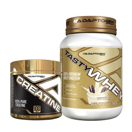 Kit Tasty Whey 2 LBS Cookies + Creatine 300g - Adaptogen Menor preço em Kit Tasty Whey 2 LBS Cookies + Creatine 300g - Adaptogen