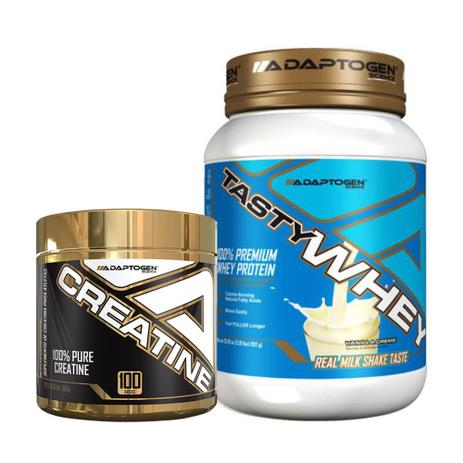 Menor preço em Kit Tasty Whey 2 LBS Vanilla + Creatine 300g - Adaptogen