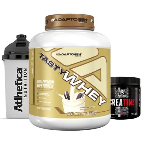 Kit Tasty Whey 5 LB Cookies + Creatina 200g + Bottle - K-fit Menor preço em Kit Tasty Whey 5 LB Cookies + Creatina 200g + Bottle - K-fit