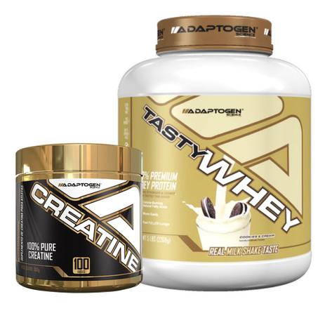 Kit Tasty Whey 5 Lbs Cookies + Creatine 300g - Adaptogen Menor preço em Kit Tasty Whey 5 Lbs Cookies + Creatine 300g - Adaptogen