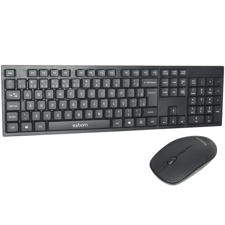 Kit Teclado 2.4 GHz Abnt2 + Mouse Sem Fio Wireless Usb Plug and Play Exbom BK-S370 Preto Menor preço em Kit Teclado 2.4 GHz Abnt2 + Mouse Sem Fio Wireless Usb Plug and Play Exbom BK-S370 Preto