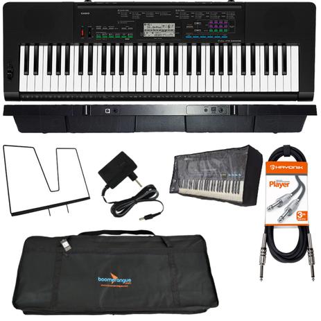 Kit Teclado Arranjador 61 Teclas CTK-3400 CASIO Capa Cobertura Cabo Menor preço em Kit Teclado Arranjador 61 Teclas CTK-3400 CASIO Capa Cobertura Cabo