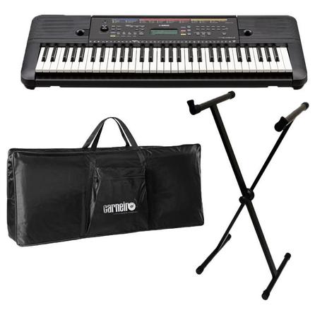 Kit Teclado Arranjador Yamaha Psr E263 + Capa + Estante Menor preço em Kit Teclado Arranjador Yamaha Psr E263 + Capa + Estante