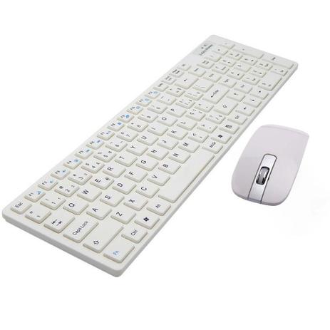 Kit Teclado E Mouse Sem Fio Slim Wireless Alcance Branco - Import Menor preço em Kit Teclado E Mouse Sem Fio Slim Wireless Alcance Branco - Import