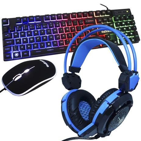 Kit Teclado Mouse Headset Gamer Computador Usb Abnt2 Iluminado Led Rgb BK-G550 GH-X30 Preto/Azul - Exbom/infokit é boa?