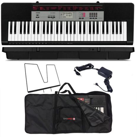 Kit Teclado Musical CTK-1500 CASIO 61 Teclas + Capa + Suporte Partitura + Fonte Menor preço em Kit Teclado Musical CTK-1500 CASIO 61 Teclas + Capa + Suporte Partitura + Fonte