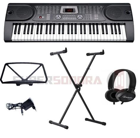 Kit Teclado Musical Spring TC-161 - 61 Teclas + Suporte X + Fone de Ouvido + Fonte + Suporte Partitura / 220V Menor preço em Kit Teclado Musical Spring TC-161 - 61 Teclas + Suporte X + Fone de Ouvido + Fonte + Suporte Partitura / 220V