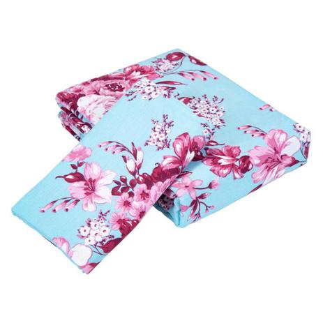 Kit Teka Solteiro Colcha + Porta Travesseiro Estampa Floral - Camile Menor preço em Kit Teka Solteiro Colcha + Porta Travesseiro Estampa Floral - Camile