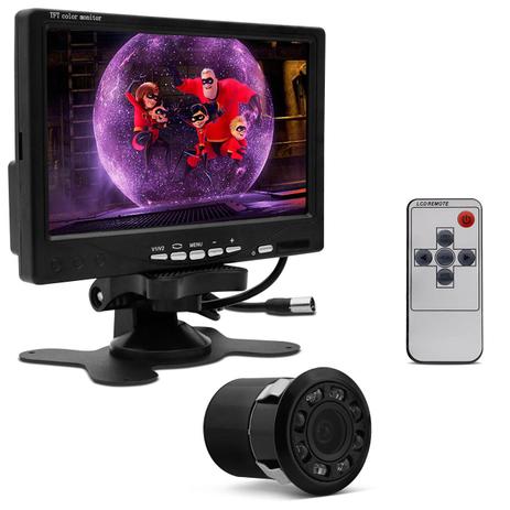Kit Tela Monitor LCD Portátil 7” Com Controle Remoto + Câmera Ré Mini Colorida Visão Noturna 8 LEDs - Prime Menor preço em Kit Tela Monitor LCD Portátil 7” Com Controle Remoto + Câmera Ré Mini Colorida Visão Noturna 8 LEDs - Prime
