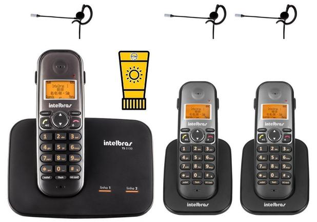 Kit Telefone Fixo sem fio 2 Linhas Com 2 Ramal Bina Headset - Intelbras Menor preço em Kit Telefone Fixo sem fio 2 Linhas Com 2 Ramal Bina Headset - Intelbras