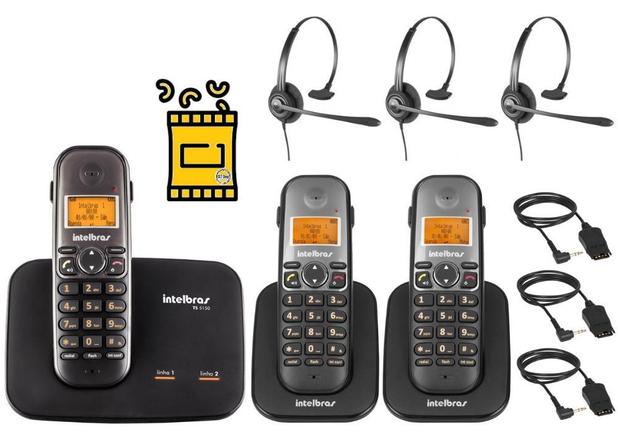 Kit Telefone Fixo Sem Fio Com Bina 2 Linhas 2 Ramal Headset - Intelbras Menor preço em Kit Telefone Fixo Sem Fio Com Bina 2 Linhas 2 Ramal Headset - Intelbras