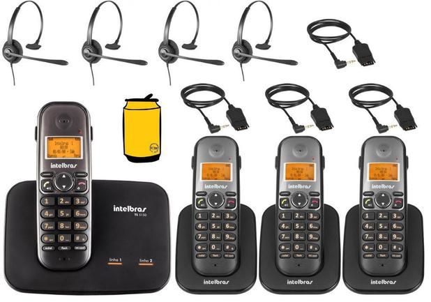Kit Telefone Fixo Sem Fio Com Bina 2 Linhas 3 Ramal Headset - Intelbras Menor preço em Kit Telefone Fixo Sem Fio Com Bina 2 Linhas 3 Ramal Headset - Intelbras