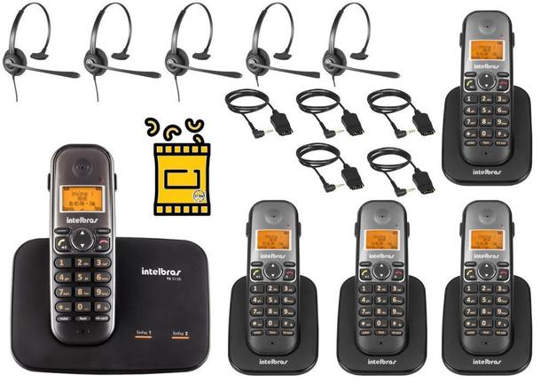 Kit Telefone Fixo Sem Fio Com Bina 2 Linhas 4 Ramal Headset - Intelbras Menor preço em Kit Telefone Fixo Sem Fio Com Bina 2 Linhas 4 Ramal Headset - Intelbras