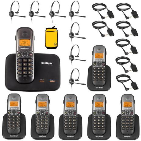 Kit Telefone Fixo Sem Fio Com Bina 2 Linhas 6 Ramal Headset - Intelbras Menor preço em Kit Telefone Fixo Sem Fio Com Bina 2 Linhas 6 Ramal Headset - Intelbras