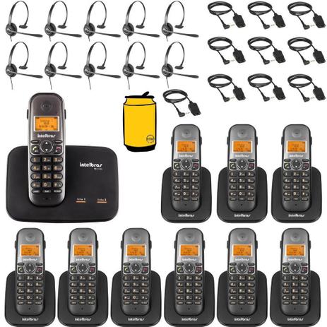Kit Telefone Fixo Sem Fio Com Bina 2 Linhas 9 Ramal Headset - Intelbras Menor preço em Kit Telefone Fixo Sem Fio Com Bina 2 Linhas 9 Ramal Headset - Intelbras