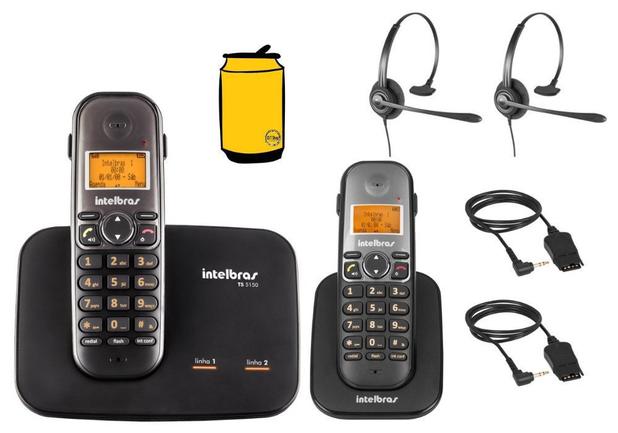 Kit Telefone Fixo Sem Fio Com Bina 2 Linhas Ramal e Headset - Intelbras Menor preço em Kit Telefone Fixo Sem Fio Com Bina 2 Linhas Ramal e Headset - Intelbras