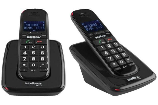 Kit Telefone Fixo sem fio TS 63 V Preto Com Ramal Intelbras Menor preço em Kit Telefone Fixo sem fio TS 63 V Preto Com Ramal Intelbras
