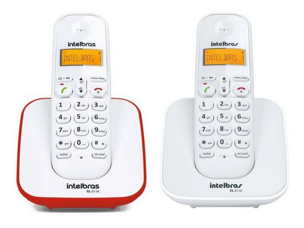 Kit Telefone S Fio TS 3110 + Ramal intelbras Branco Vermelho Menor preço em Kit Telefone S Fio TS 3110 + Ramal intelbras Branco Vermelho