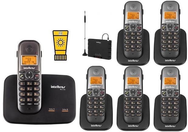 Kit Telefone Sem Fio 2 Linhas Com 5 Ramal Bina Entrada Chip - Intelbras Menor preço em Kit Telefone Sem Fio 2 Linhas Com 5 Ramal Bina Entrada Chip - Intelbras