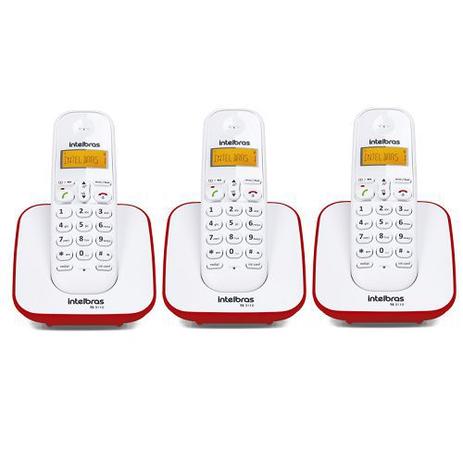 Kit Telefone Sem Fio + 2 Ramais Branco e Vermelho TS 3110 - Intelbras Menor preço em Kit Telefone Sem Fio + 2 Ramais Branco e Vermelho TS 3110 - Intelbras