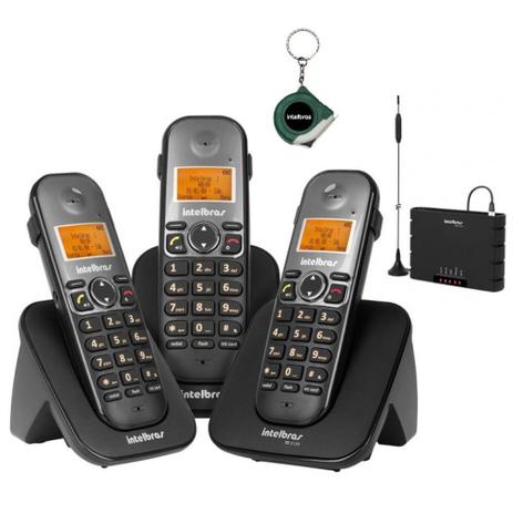 Menor preço em Kit Telefone sem fio 2 ramais TS 5123 Com Bina Entrada Chip - Intelbras