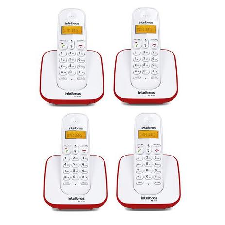 Kit Telefone Sem Fio + 3 Ramais Branco e Vermelho TS 3110 - Intelbras Menor preço em Kit Telefone Sem Fio + 3 Ramais Branco e Vermelho TS 3110 - Intelbras