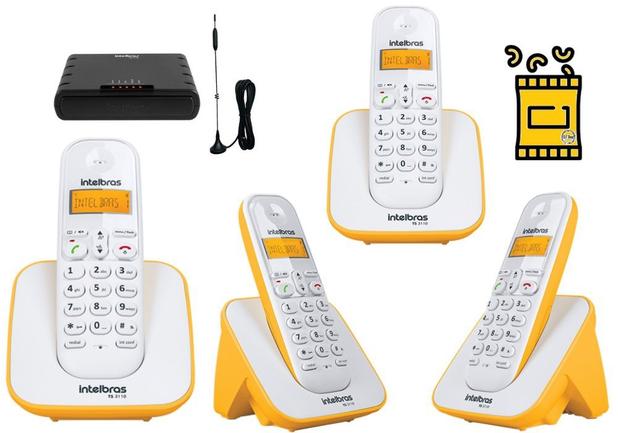 Kit Telefone sem fio Com 3 Ramal Bina e Entrada para chip - Intelbras Menor preço em Kit Telefone sem fio Com 3 Ramal Bina e Entrada para chip - Intelbras