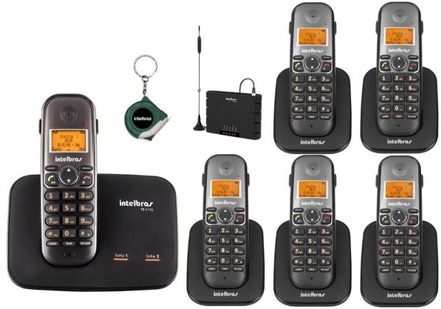 Menor preço em Kit Telefone Sem Fio TS 5150 Com 5 Ramal Bina e Entrada Chip - Intelbras
