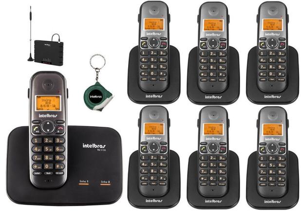 Menor preço em Kit Telefone Sem Fio TS 5150 Com 6 Ramal Bina e Entrada Chip - Intelbras