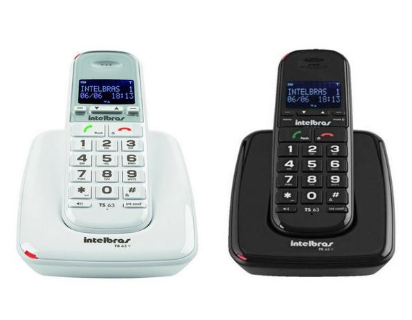 Kit Telefone sem fio TS 63 V + Ramal Intelbras Branco Preto Menor preço em Kit Telefone sem fio TS 63 V + Ramal Intelbras Branco Preto