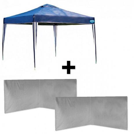 Kit Tenda Dobravel Azul 3x3 M Base e Topo + 4 Paredes Brancas Sem Janelas Mor Menor preço em Kit Tenda Dobravel Azul 3x3 M Base e Topo + 4 Paredes Brancas Sem Janelas Mor