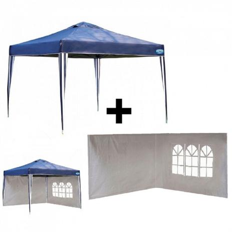 Kit Tenda Dobravel Azul Base e Topo 3x3 M + 2 Paredes na Cor Branca Mor Menor preço em Kit Tenda Dobravel Azul Base e Topo 3x3 M + 2 Paredes na Cor Branca Mor
