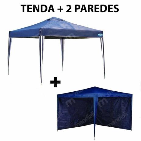 Kit Tenda Gazebo 3x3 M + 2 Paredes Sem Janela Azul Mor Menor preço em Kit Tenda Gazebo 3x3 M + 2 Paredes Sem Janela Azul Mor