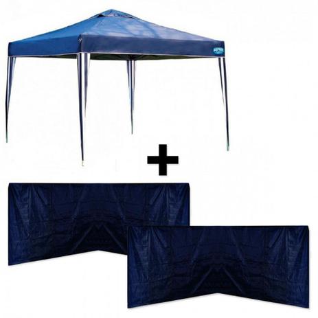 Kit Tenda Gazebo 3x3 M + 4 Paredes Azul Sem Janela Mor Menor preço em Kit Tenda Gazebo 3x3 M + 4 Paredes Azul Sem Janela Mor