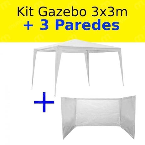Kit Tenda Gazebo Branco 3m X 3m + 3 Paredes Laterais Sem Janela Bel Menor preço em Kit Tenda Gazebo Branco 3m X 3m + 3 Paredes Laterais Sem Janela Bel